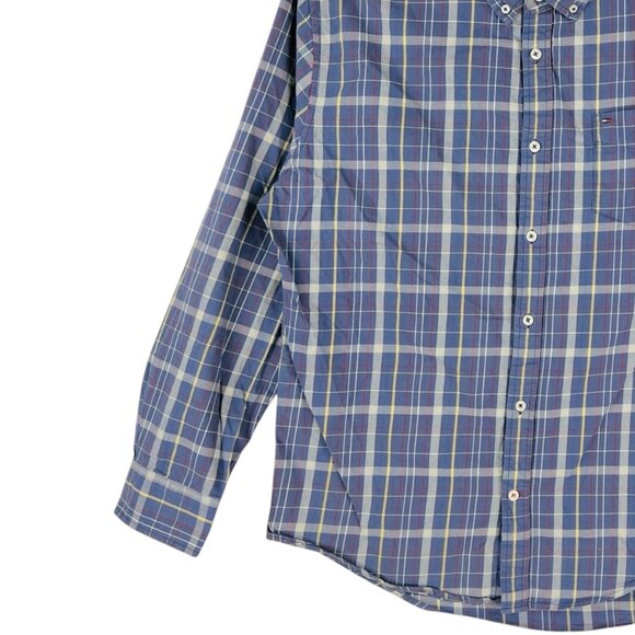 Tommy Hilfiger Men's Blue Plaid Custom Fit Long Sleeve Button-Up Shirt Size XL - Picture 5 of 10